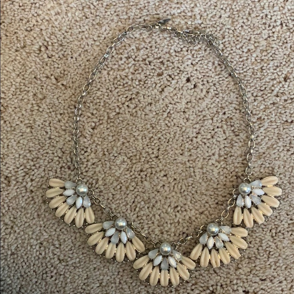 J. Crew blush pink and blue statement necklace